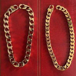 2 Vintage gold chain link bracelets
